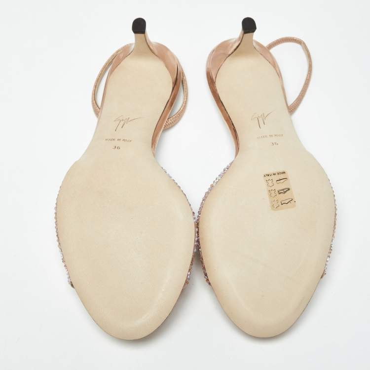 Pre Owned Giuseppe Zanotti Lilibeth Starlight Size 36 Pink Suede Crystal Embellished Slingback Sandals