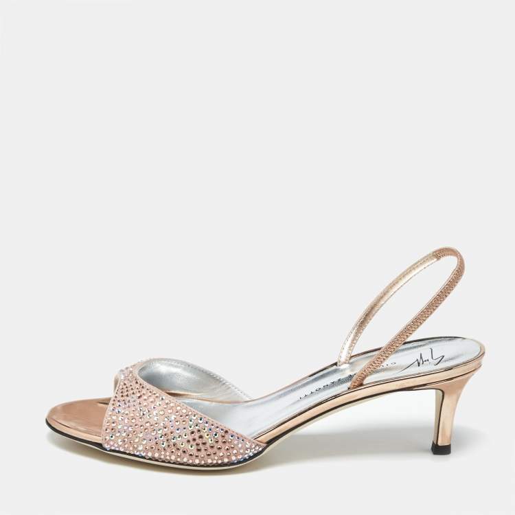 Pre Owned Giuseppe Zanotti Lilibeth Starlight Size 36 Pink Suede Crystal Embellished Slingback Sandals