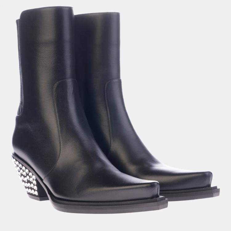 Pre Owned Giuseppe Zanotti Texan Ankle Boot Black Leather