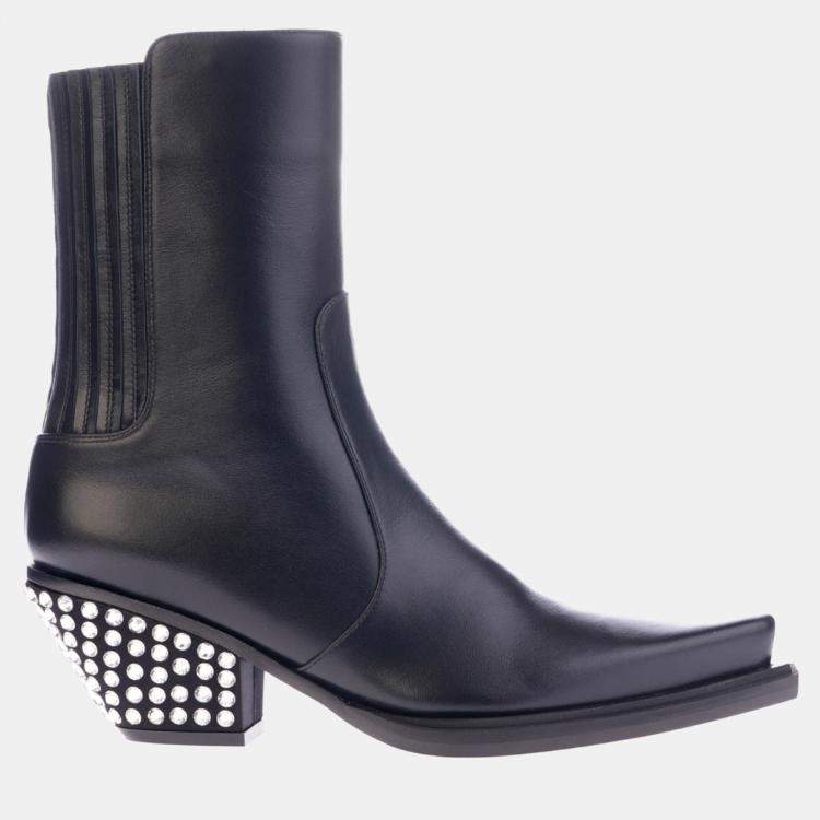 Pre Owned Giuseppe Zanotti Texan Ankle Boot Black Leather