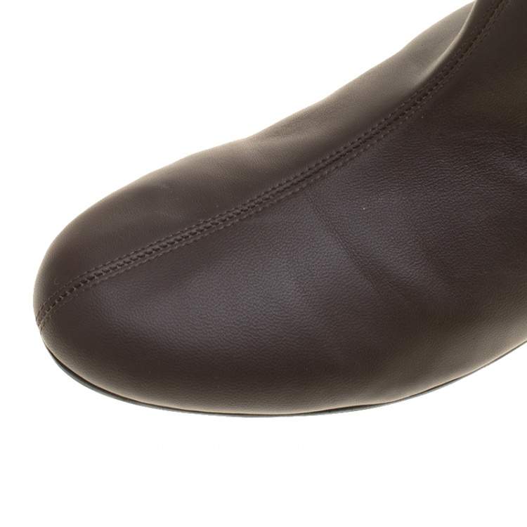 مملوكة مسبقًا Giuseppe Zanotti Brown  Leather Logo Plaque Flat Over the Knee Boots Size 38