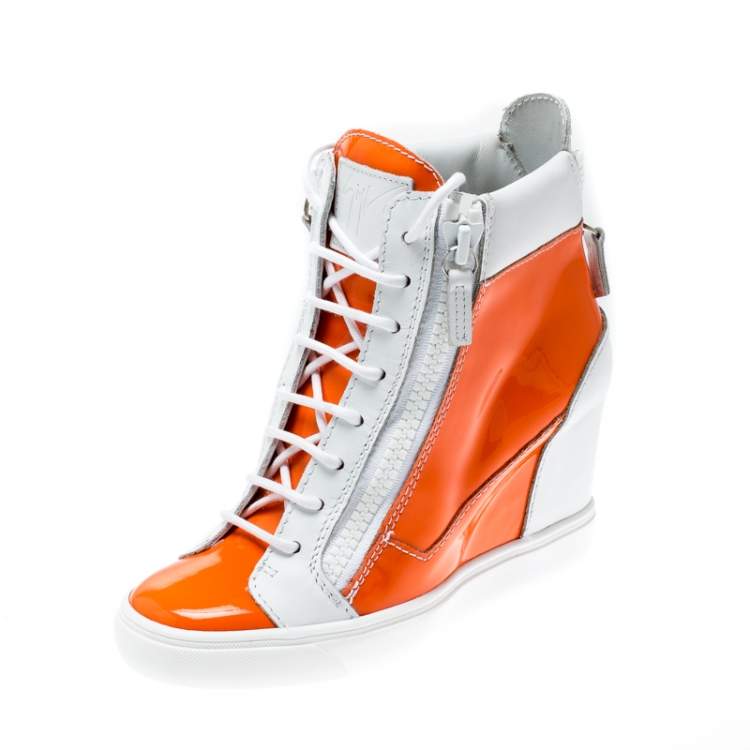 orange wedge sneakers