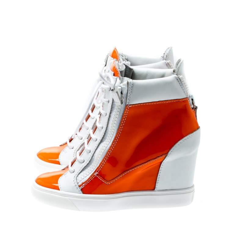 orange wedge sneakers