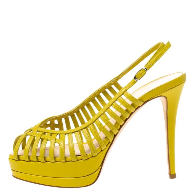 Pre Owned Giuseppe Zanotti Green Leather Strappy Platform Sandals Size 38
