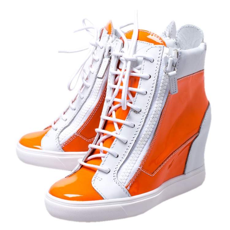white hidden wedge sneakers