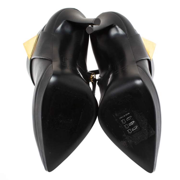Pre Owned Giuseppe Zanotti Black Leather Emi Birel Ankle Boots Size 36