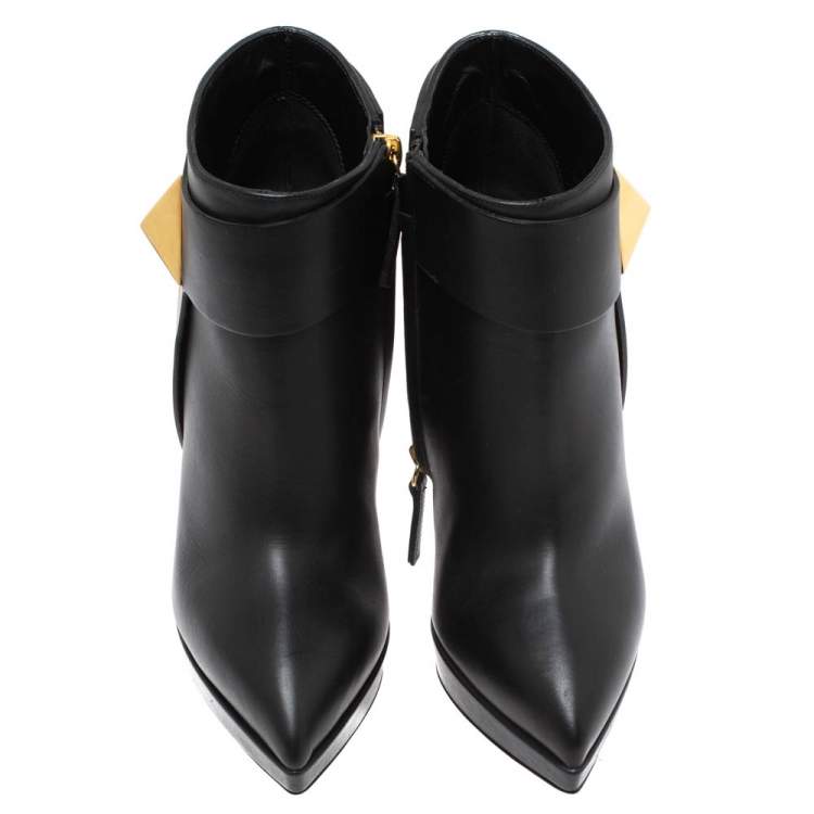 Pre Owned Giuseppe Zanotti Black Leather Emi Birel Ankle Boots Size 36