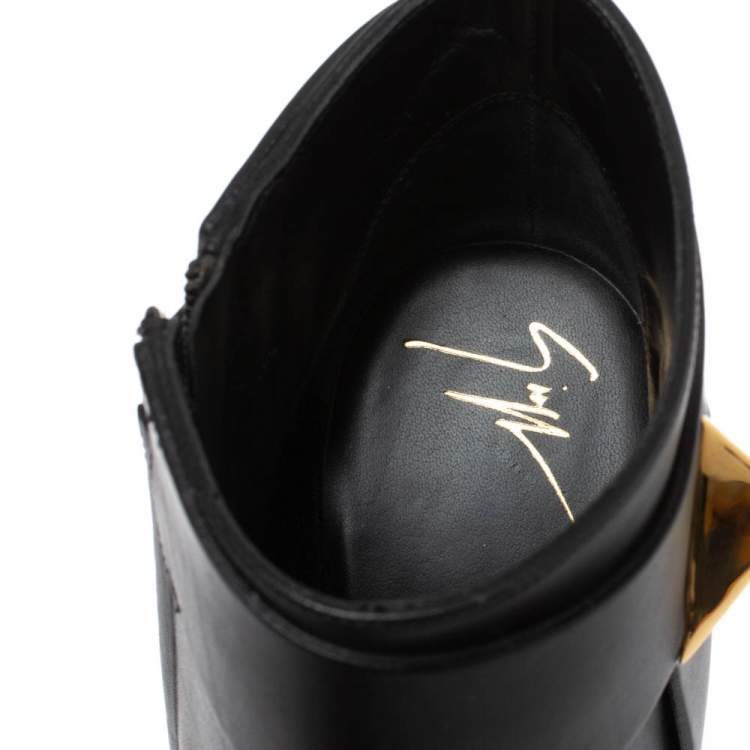 Pre Owned Giuseppe Zanotti Black Leather Emi Birel Ankle Boots Size 36