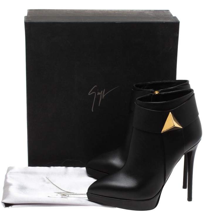 Pre Owned Giuseppe Zanotti Black Leather Emi Birel Ankle Boots Size 36