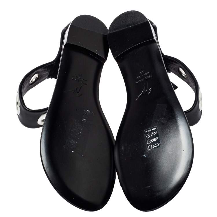 Pre Owned Giuseppe Zanotti Black Leather Ankle Strap Sandals Size 39