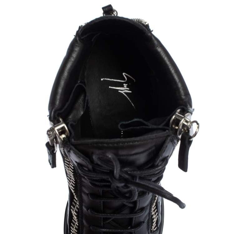Pre Owned Giuseppe Zanotti Black Quilted Leather Lorenz Wedge Sneakers Size 41