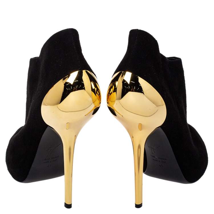 Pre Owned Giuseppe Zanotti Black Suede Zipper Detail Ankle Boots Size 41