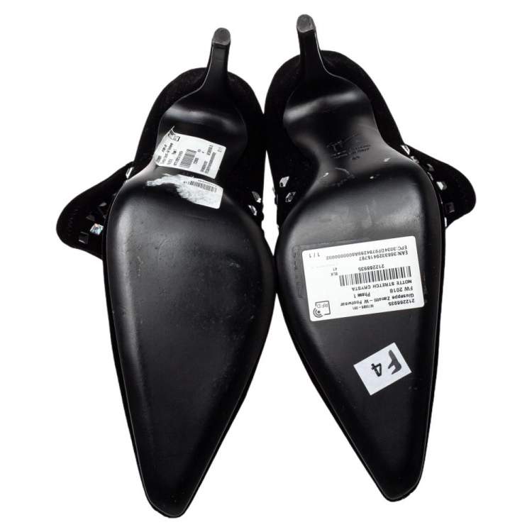 Pre Owned Giuseppe Zanotti Black Velvet Embellished Ankle Boots Size 41