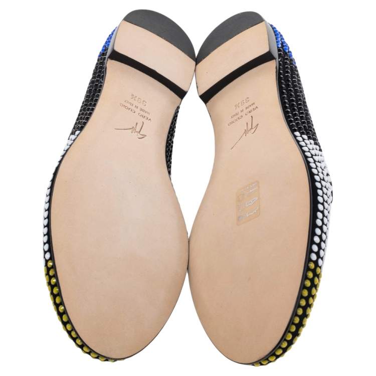 Pre Owned Giuseppe Zanotti Multicolor Fabric Slip on Loafers Size 39.5