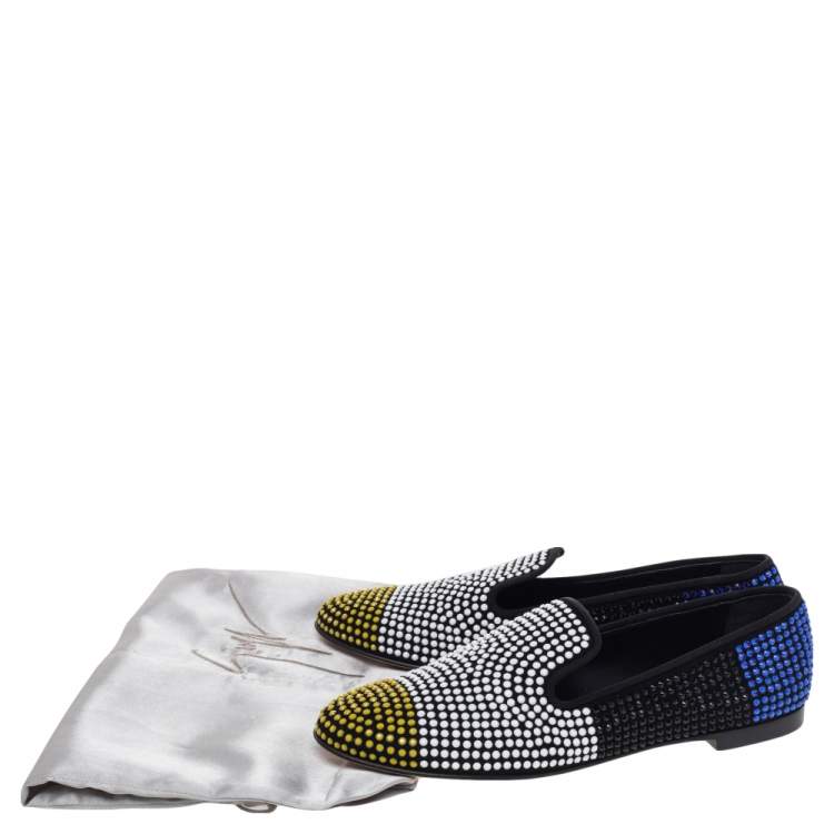 Pre Owned Giuseppe Zanotti Multicolor Fabric Slip on Loafers Size 39.5