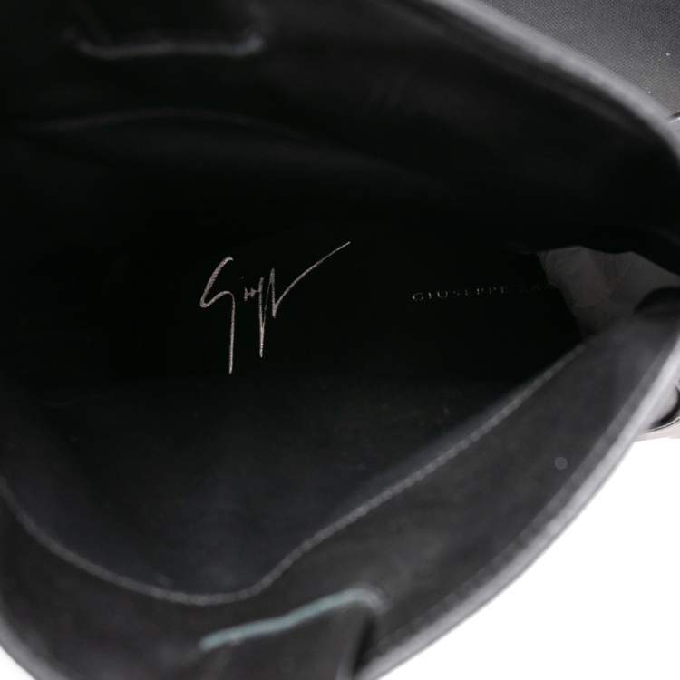 Pre Owned Giuseppe Zanotti Black Leather Snake Embellished Guns 55 Cowboy Boots Size 37