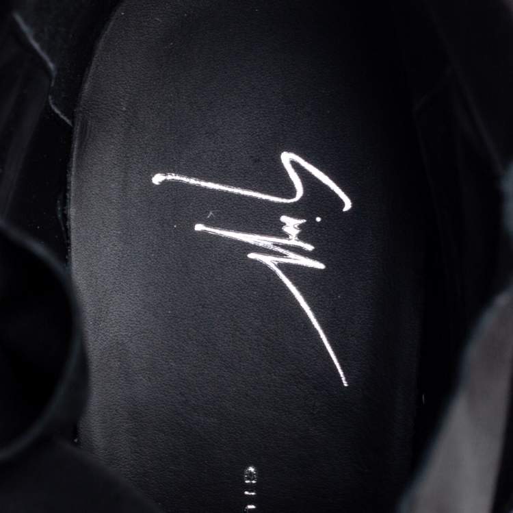 مملوكة مسبقًا Giuseppe Zanotti Black Quilted Leather Double Zip Wedge Sneakers Size 41