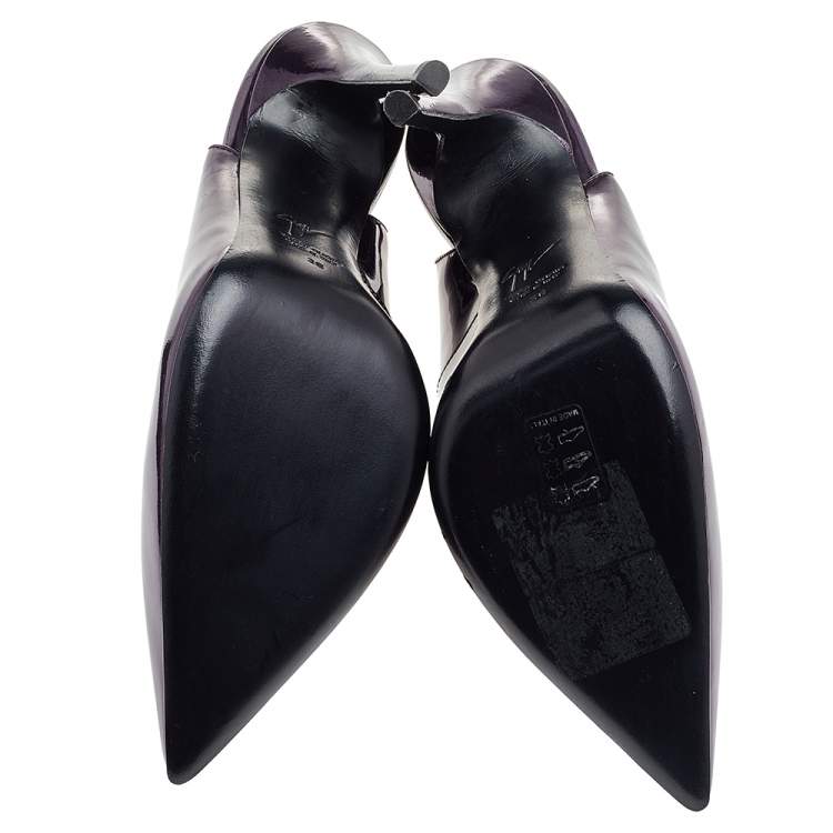 Pre Owned Giuseppe Zanotti Purple Patent Leather Slingback Sandals Size 38
