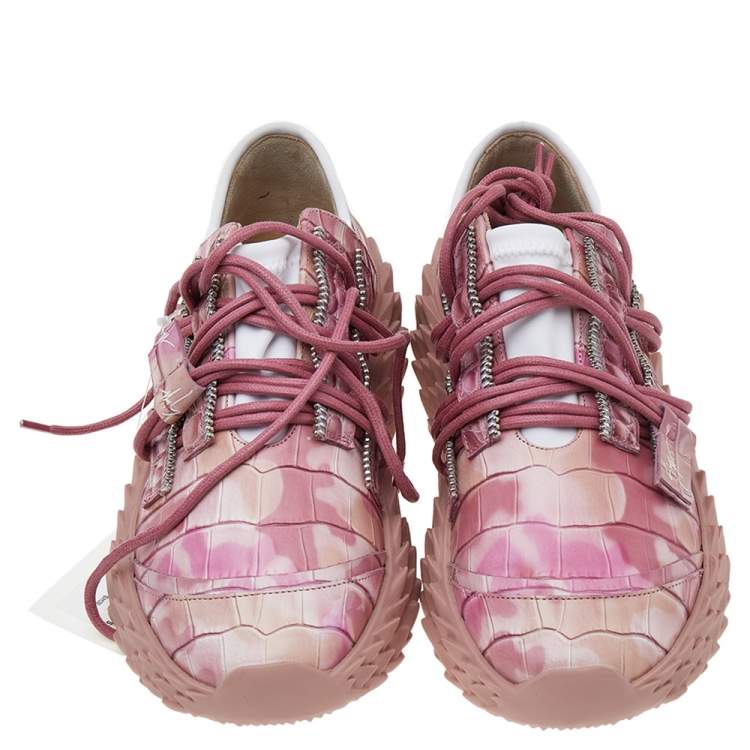 Pre Owned Giuseppe Zanotti Rose Pink Urchin Low Top Sneakers Size EU 38