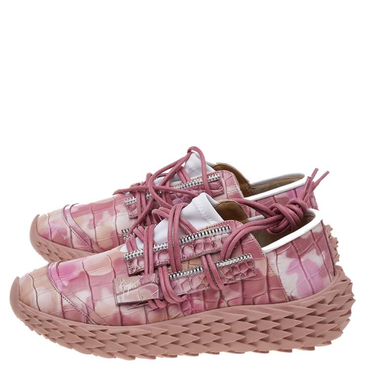 Pre Owned Giuseppe Zanotti Rose Pink Urchin Low Top Sneakers Size EU 38