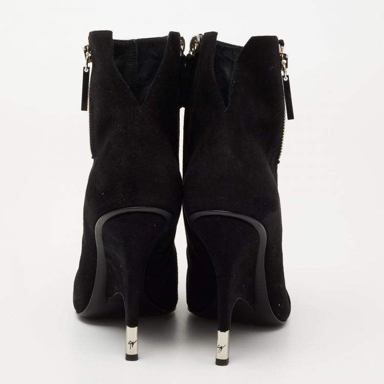 Pre Owned Giuseppe Zanotti Black Suede Ankle Boots Size 41