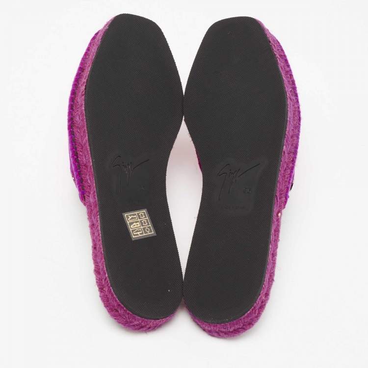 Pre Owned Giuseppe Zanotti Pink Suede Lydie Espadrille Flats Size 36