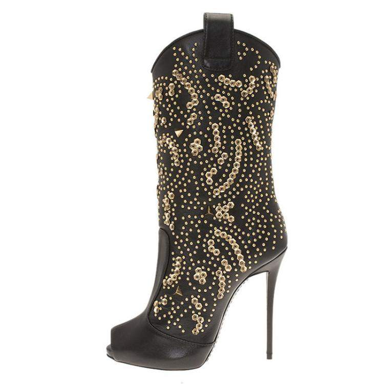 Mid calf peep toe on sale boots