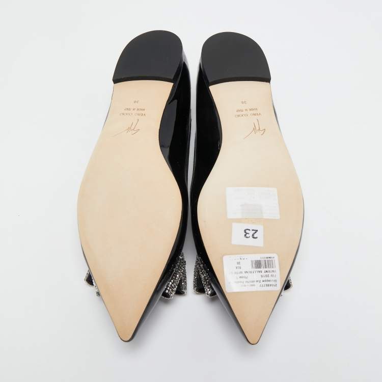 Pre Owned Giuseppe Zanotti Black Patent Leather Ballet Flats Size 38