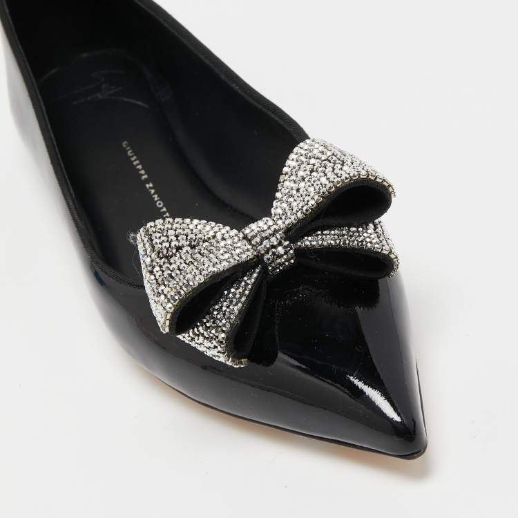 Pre Owned Giuseppe Zanotti Black Patent Leather Ballet Flats Size 38