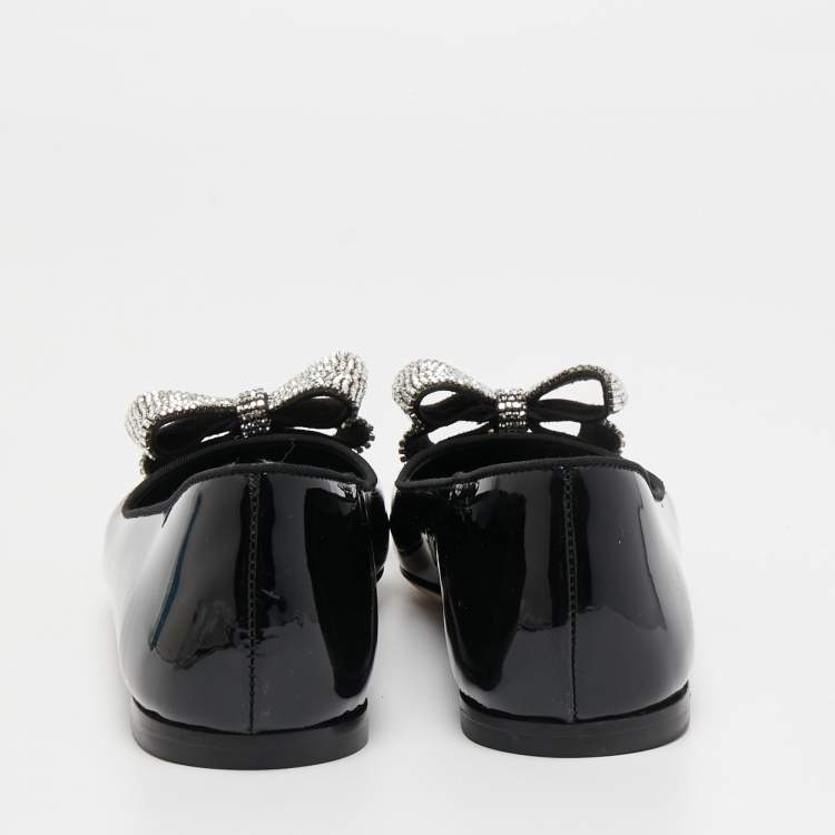 Pre Owned Giuseppe Zanotti Black Patent Leather Ballet Flats Size 38