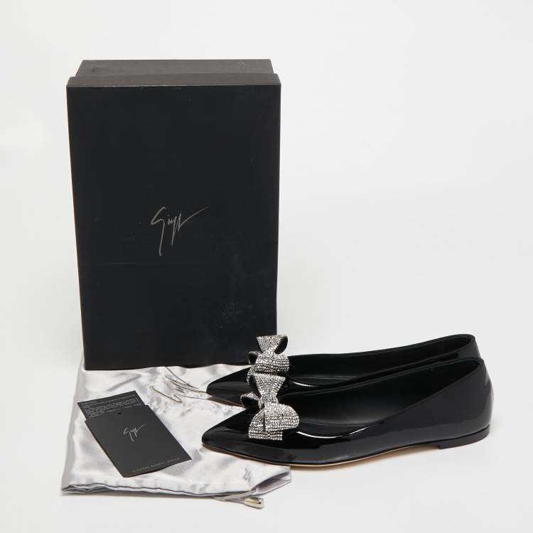 Pre Owned Giuseppe Zanotti Black Patent Leather Ballet Flats Size 38