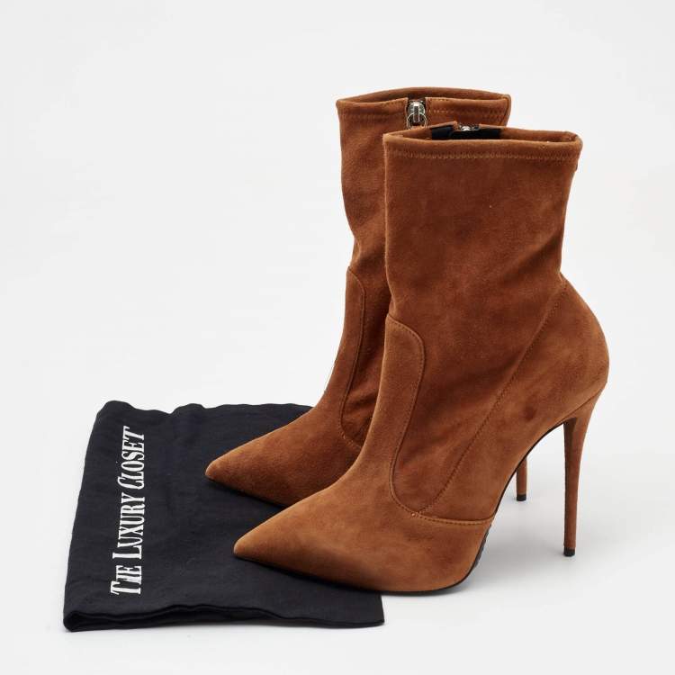 Pre Owned Giuseppe Zanotti Brown Suede Ankle Boots Size 40