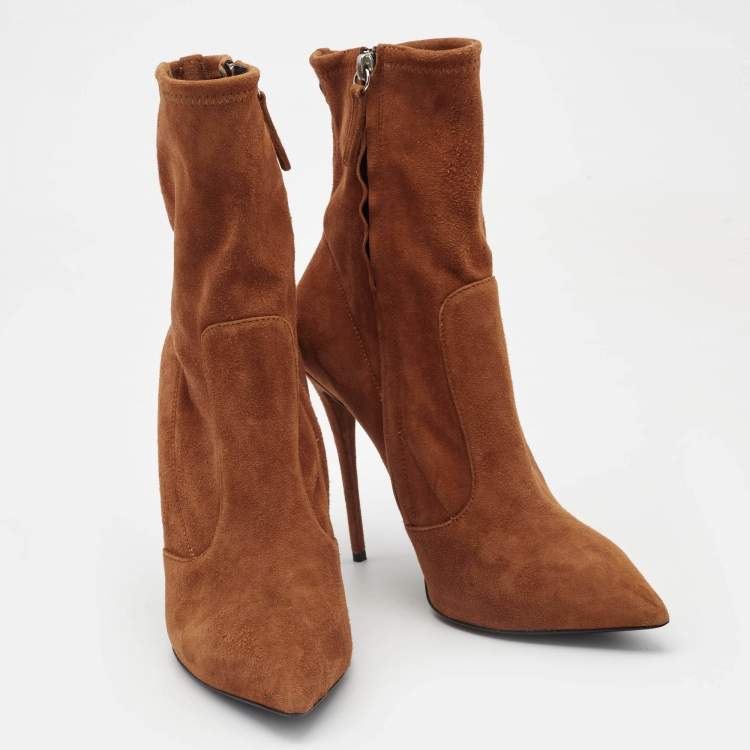 Pre Owned Giuseppe Zanotti Brown Suede Ankle Boots Size 40