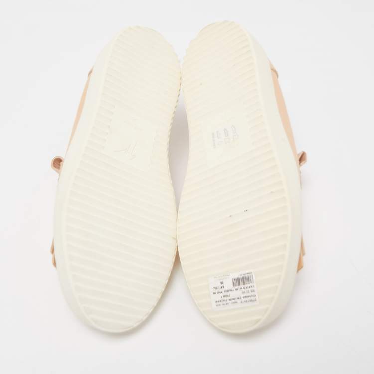 Pre Owned Giuseppe Zanotti Beige Fringed Leather Slip On Sneakers Size 38