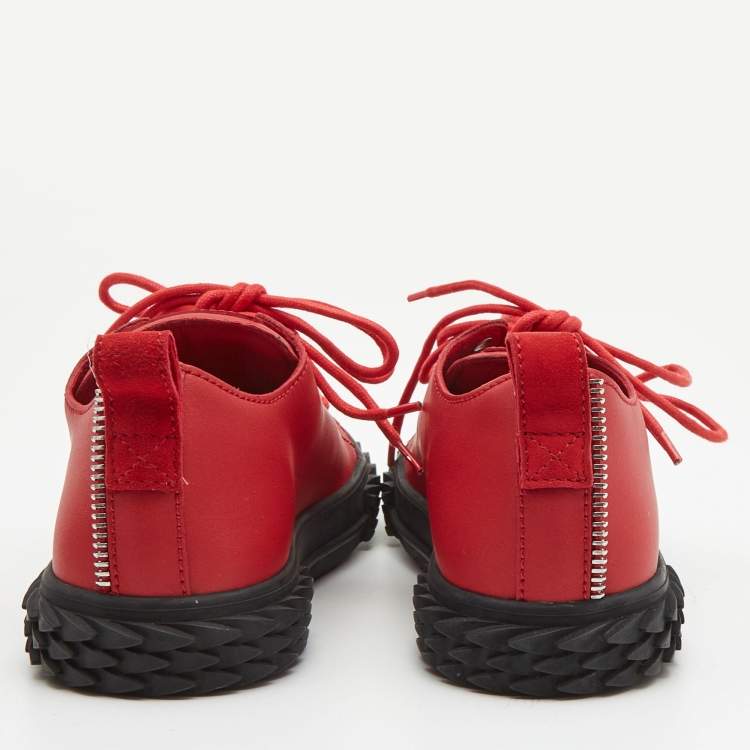 Pre Owned Giuseppe Zanotti Red Leather Blabber Jellyfish Low Top Sneakers Size 40  
