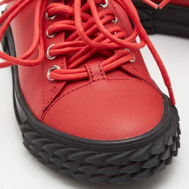 Pre Owned Giuseppe Zanotti Red Leather Blabber Jellyfish Low Top Sneakers Size 40  
