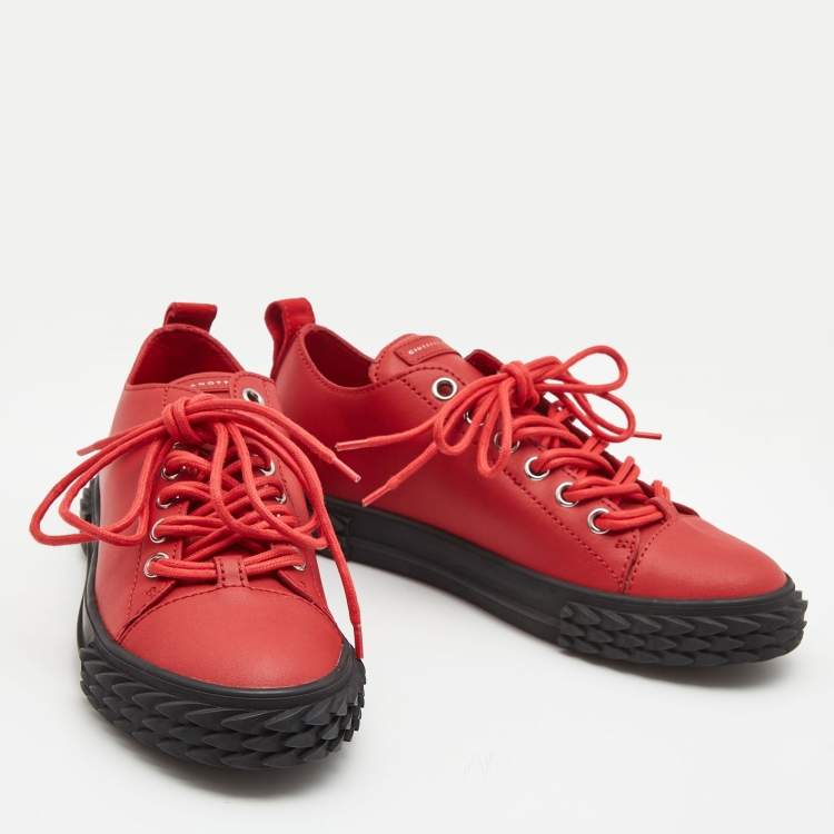 Pre Owned Giuseppe Zanotti Red Leather Blabber Jellyfish Low Top Sneakers Size 40  