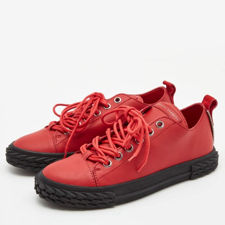 Pre Owned Giuseppe Zanotti Red Leather Blabber Jellyfish Low Top Sneakers Size 40  