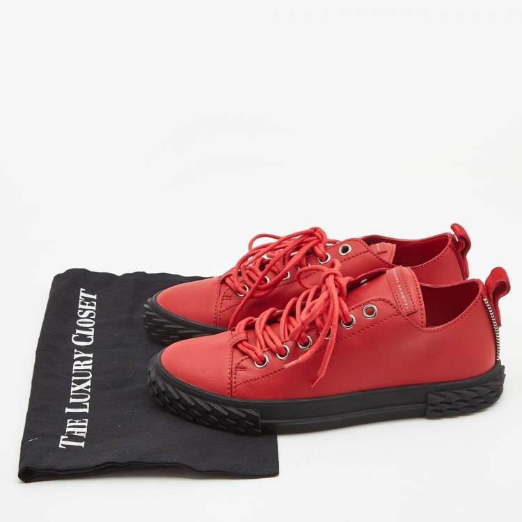 Pre Owned Giuseppe Zanotti Red Leather Blabber Jellyfish Low Top Sneakers Size 40  