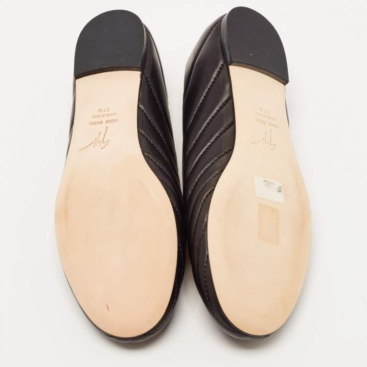 Pre Owned Giuseppe Zanotti Black Quilted Leather Ballet Flats Size 37.5