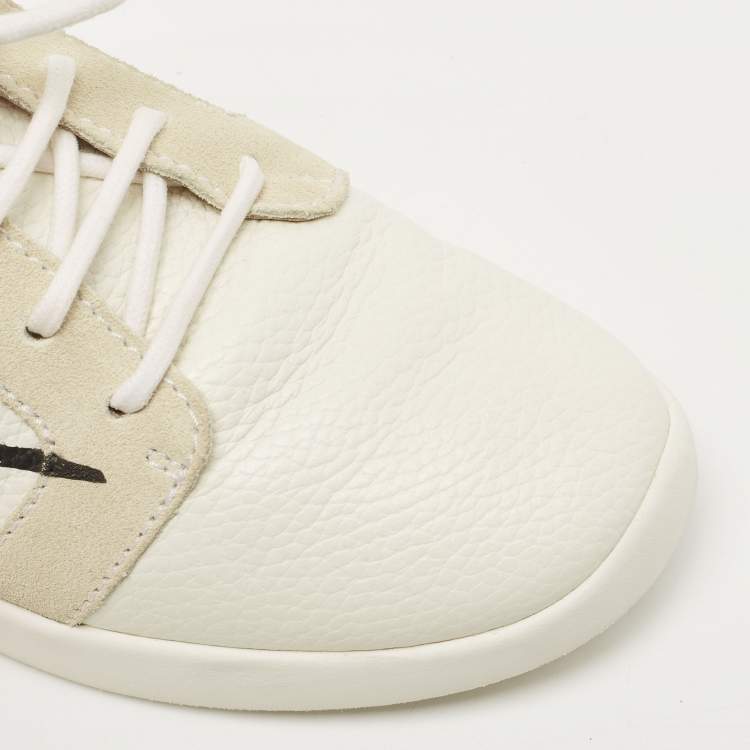 Pre Owned Giuseppe Zanotti Tricolor Leather and Suede Logo Print Low Top Sneakers Size 37