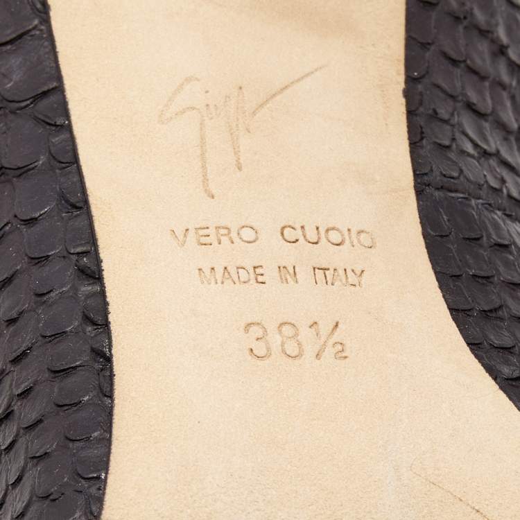 Pre Owned Giuseppe Zanotti Black Python Embossed Leather Pointed Toe Pumps Size 39.5