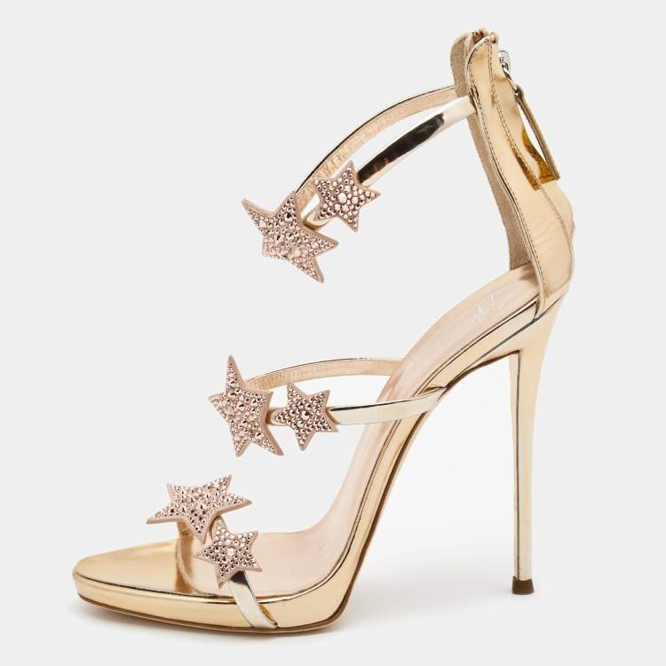 Giuseppe Zanotti Metallic Gold Leather Harmony Star Sandals Size 39  Giuseppe Zanotti | The Luxury Closet