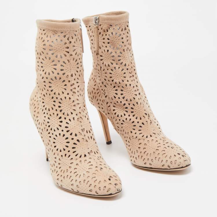 Pre Owned Giuseppe Zanotti Beige Suede Ankle Boots Size 38