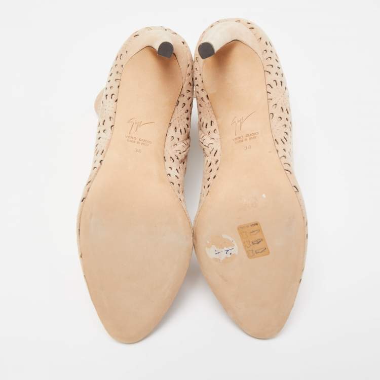 Pre Owned Giuseppe Zanotti Beige Suede Ankle Boots Size 38