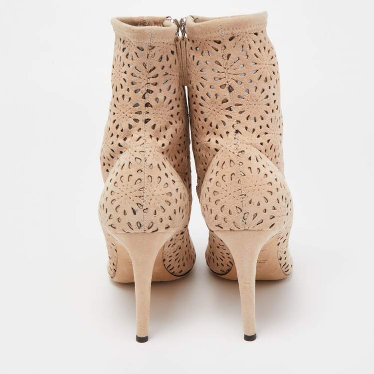 Pre Owned Giuseppe Zanotti Beige Suede Ankle Boots Size 38