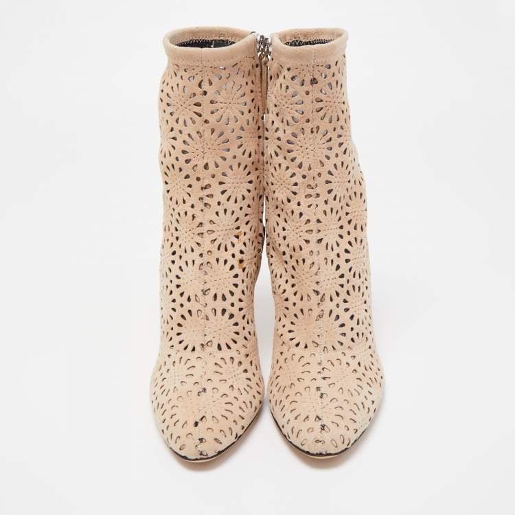 Pre Owned Giuseppe Zanotti Beige Suede Ankle Boots Size 38