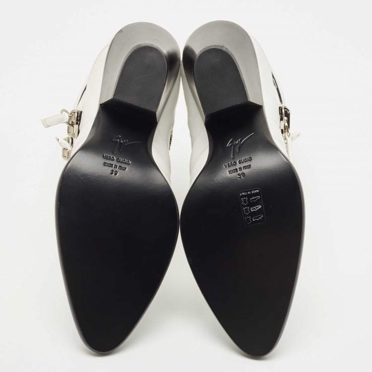 Pre Owned Giuseppe Zanotti White Leather Olinda Ankle Boots Size 39