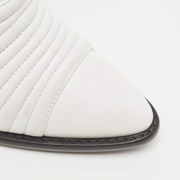 Pre Owned Giuseppe Zanotti White Leather Olinda Ankle Boots Size 39