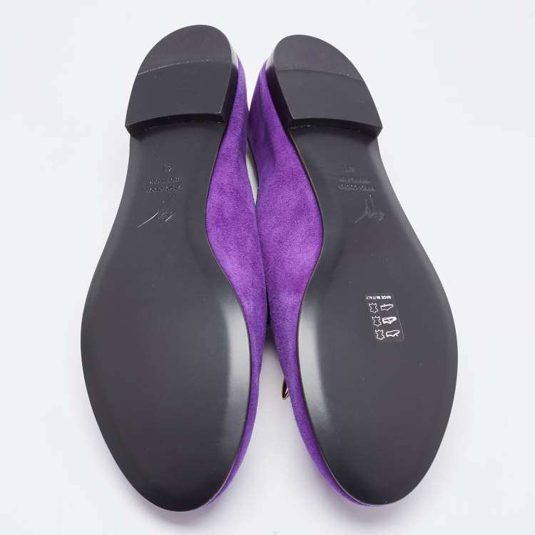 Pre Owned Giuseppe Zanotti Purple Suede Kevin Shark Tooth Tassel Smoking Slippers Size 41
